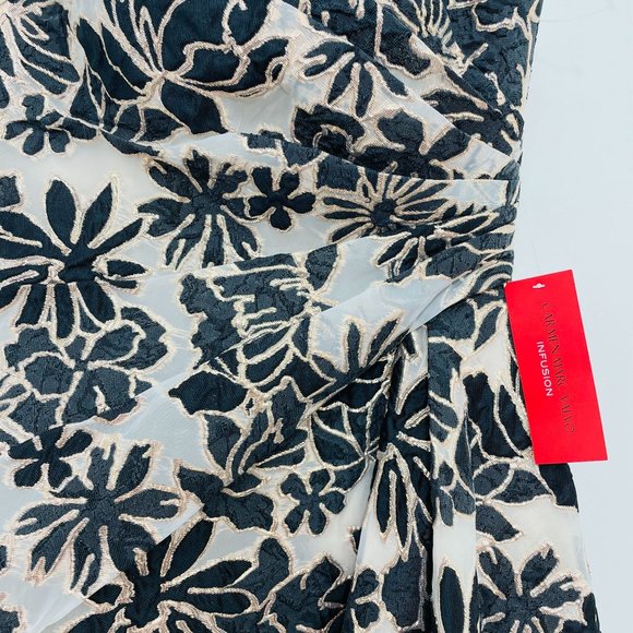 Carmen Marc Valvo Women's Dress 10 Sheath Midi Sleeveless Floral Cascade New - Picture 4 of 15